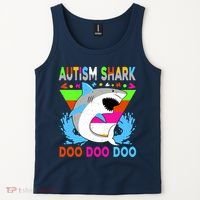 Autism Shark Doo Doo Doo Awareness Puzzle Tank Top thumb 2