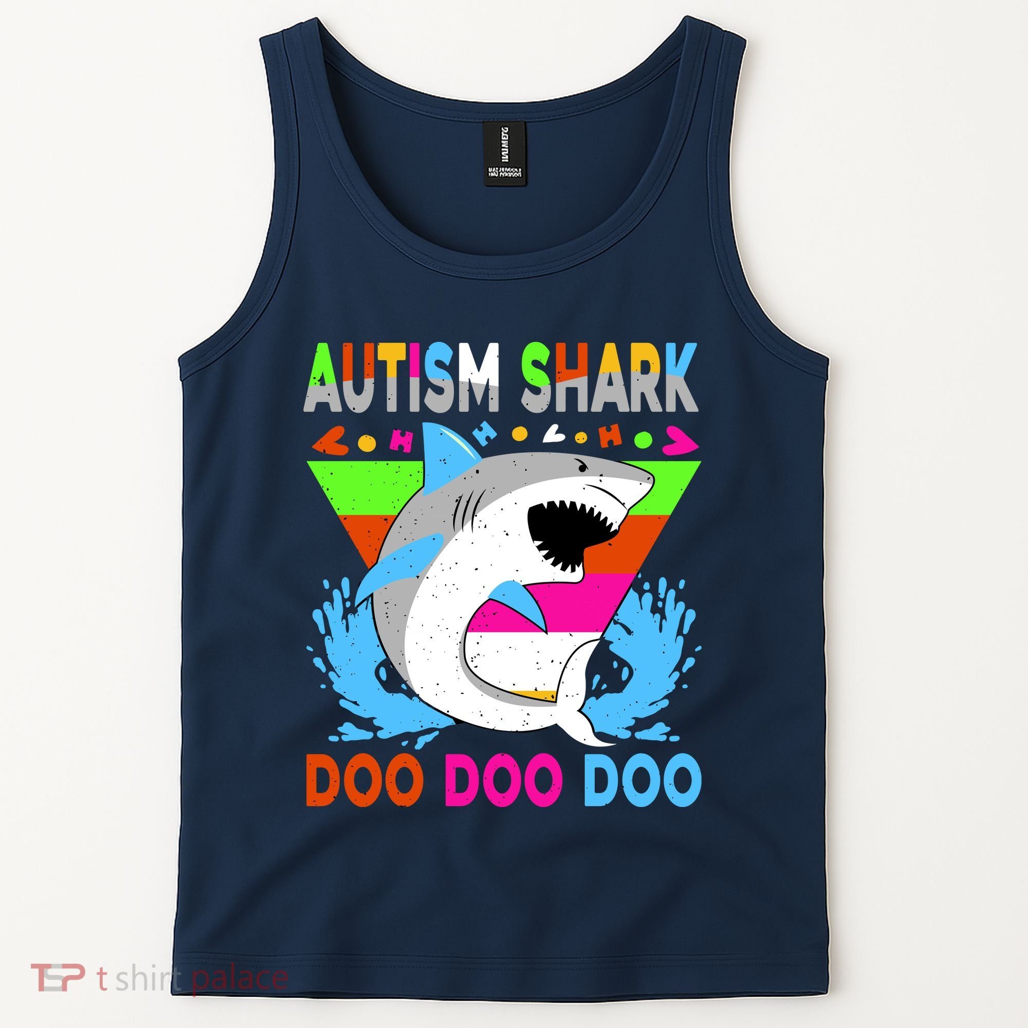 Autism Shark Doo Doo Doo Awareness Puzzle Tank Top
