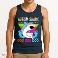 Autism Shark Doo Doo Doo Awareness Puzzle Tank Top thumb 3