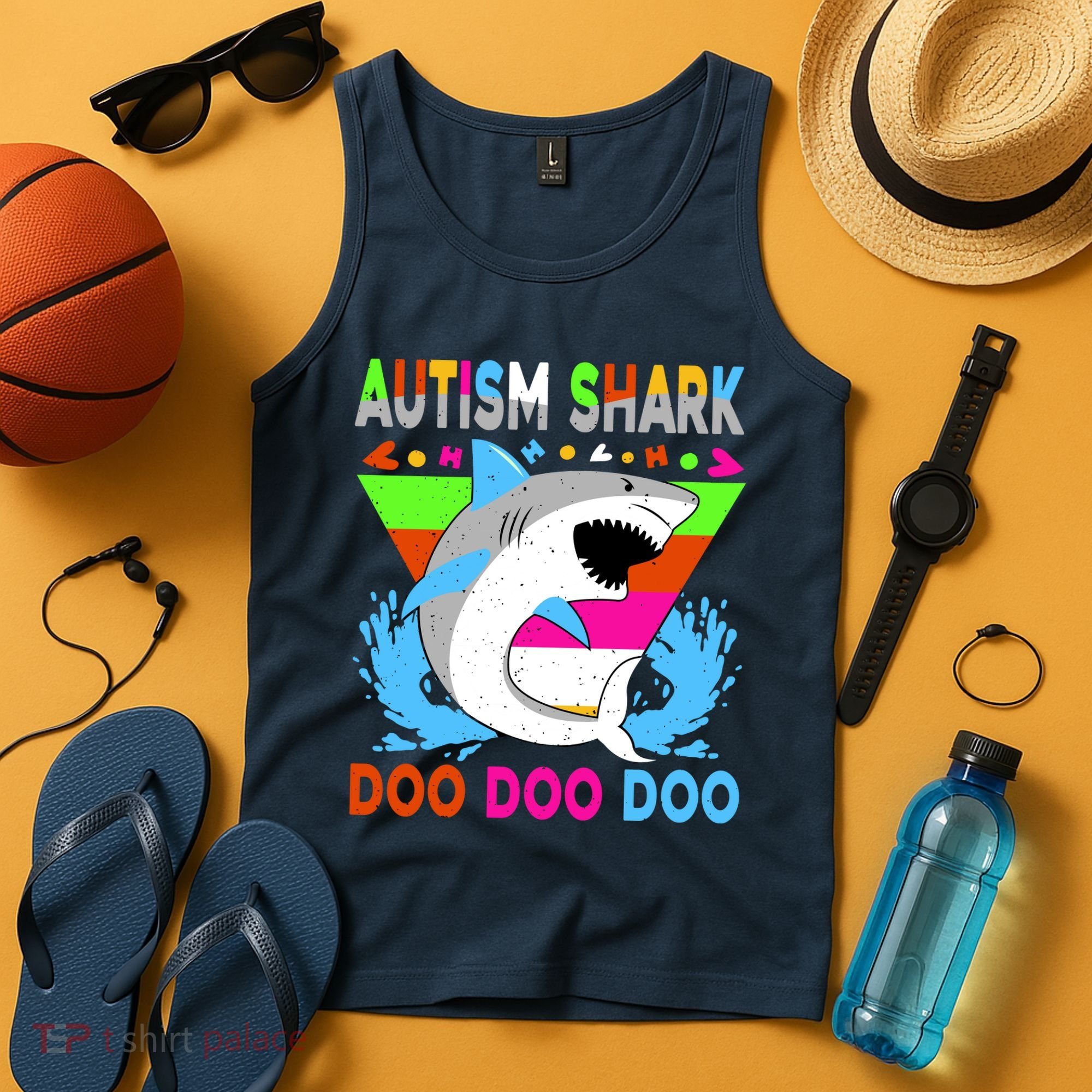 Autism Shark Doo Doo Doo Awareness Puzzle Tank Top