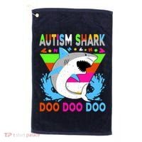 Autism Shark Doo Doo Doo Awareness Puzzle Golf Towel thumb 0