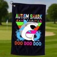 Autism Shark Doo Doo Doo Awareness Puzzle Golf Towel thumb 1