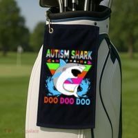 Autism Shark Doo Doo Doo Awareness Puzzle Golf Towel thumb 2