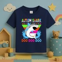 Autism Shark Doo Doo Doo Awareness Puzzle Toddler T-Shirt thumb 3