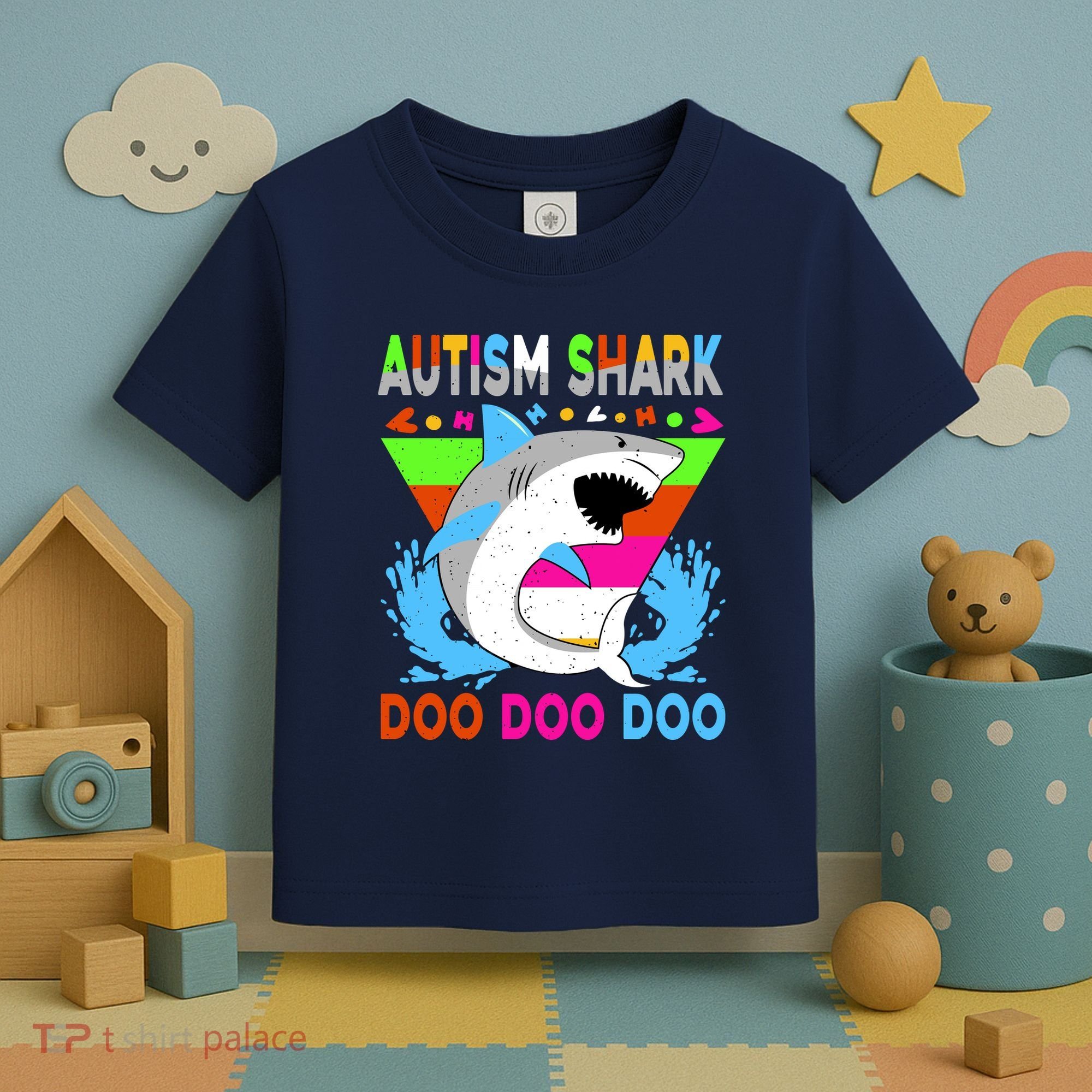 Autism Shark Doo Doo Doo Awareness Puzzle Toddler T-Shirt