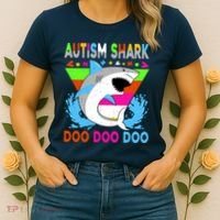 Autism Shark Doo Doo Doo Awareness Puzzle Women's T-Shirt thumb 2