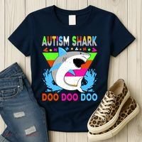 Autism Shark Doo Doo Doo Awareness Puzzle Women's T-Shirt thumb 3