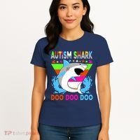 Autism Shark Doo Doo Doo Awareness Puzzle Women's T-Shirt thumb 4