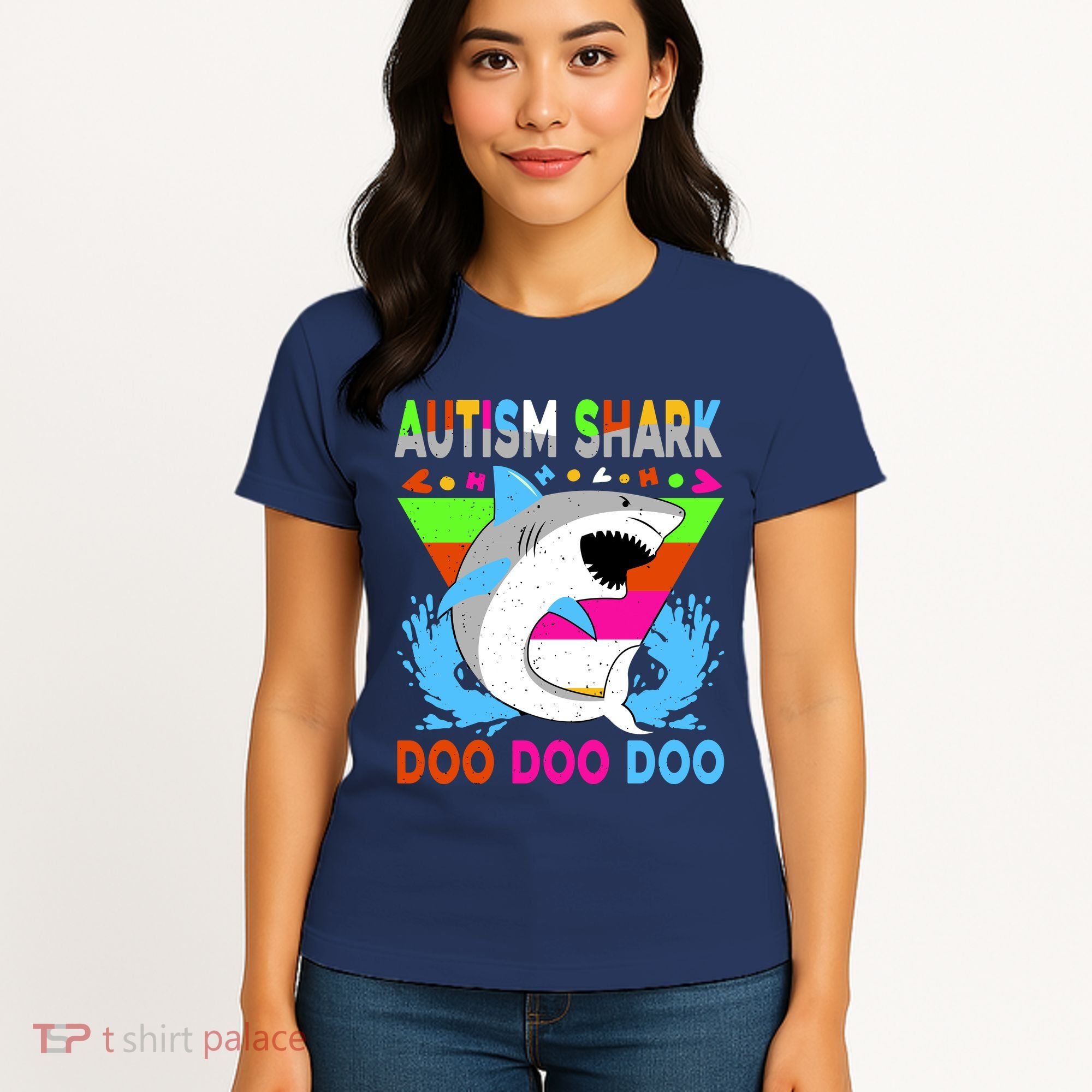 Autism Shark Doo Doo Doo Awareness Puzzle Women's T-Shirt