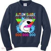 Autism Shark Doo Doo Doo Awareness Puzzle Kids Sweatshirt thumb 0