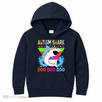 Autism Shark Doo Doo Doo Awareness Puzzle Kids Hoodie