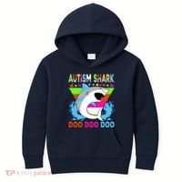 Autism Shark Doo Doo Doo Awareness Puzzle Kids Hoodie thumb 0