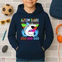 Autism Shark Doo Doo Doo Awareness Puzzle Kids Hoodie thumb 2