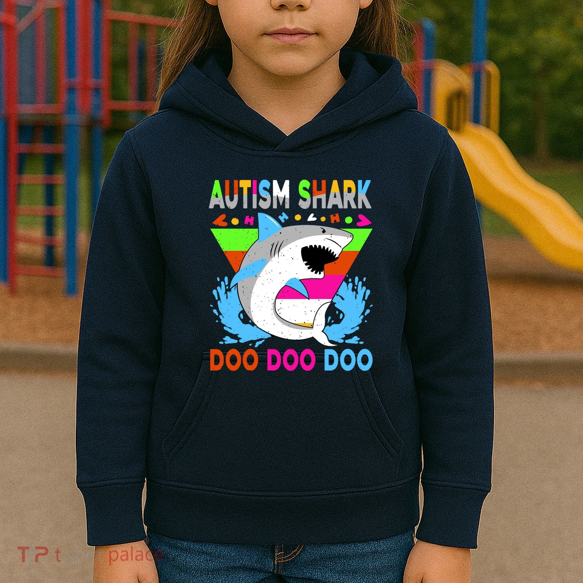 Autism Shark Doo Doo Doo Awareness Puzzle Kids Hoodie