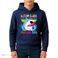 Autism Shark Doo Doo Doo Awareness Puzzle Kids Hoodie thumb 4