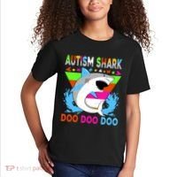 Autism Shark Doo Doo Doo Awareness Puzzle Kids T-Shirt thumb 2