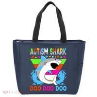 Autism Shark Doo Doo Doo Awareness Puzzle Tote Bag thumb 0