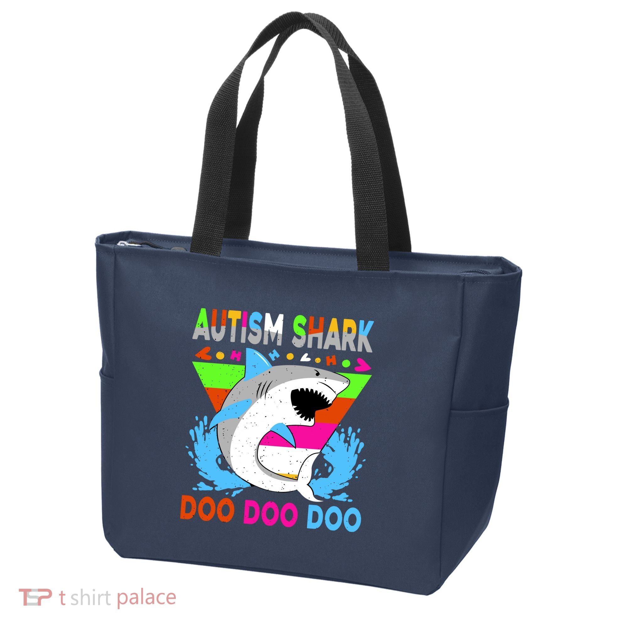 Autism Shark Doo Doo Doo Awareness Puzzle Tote Bag