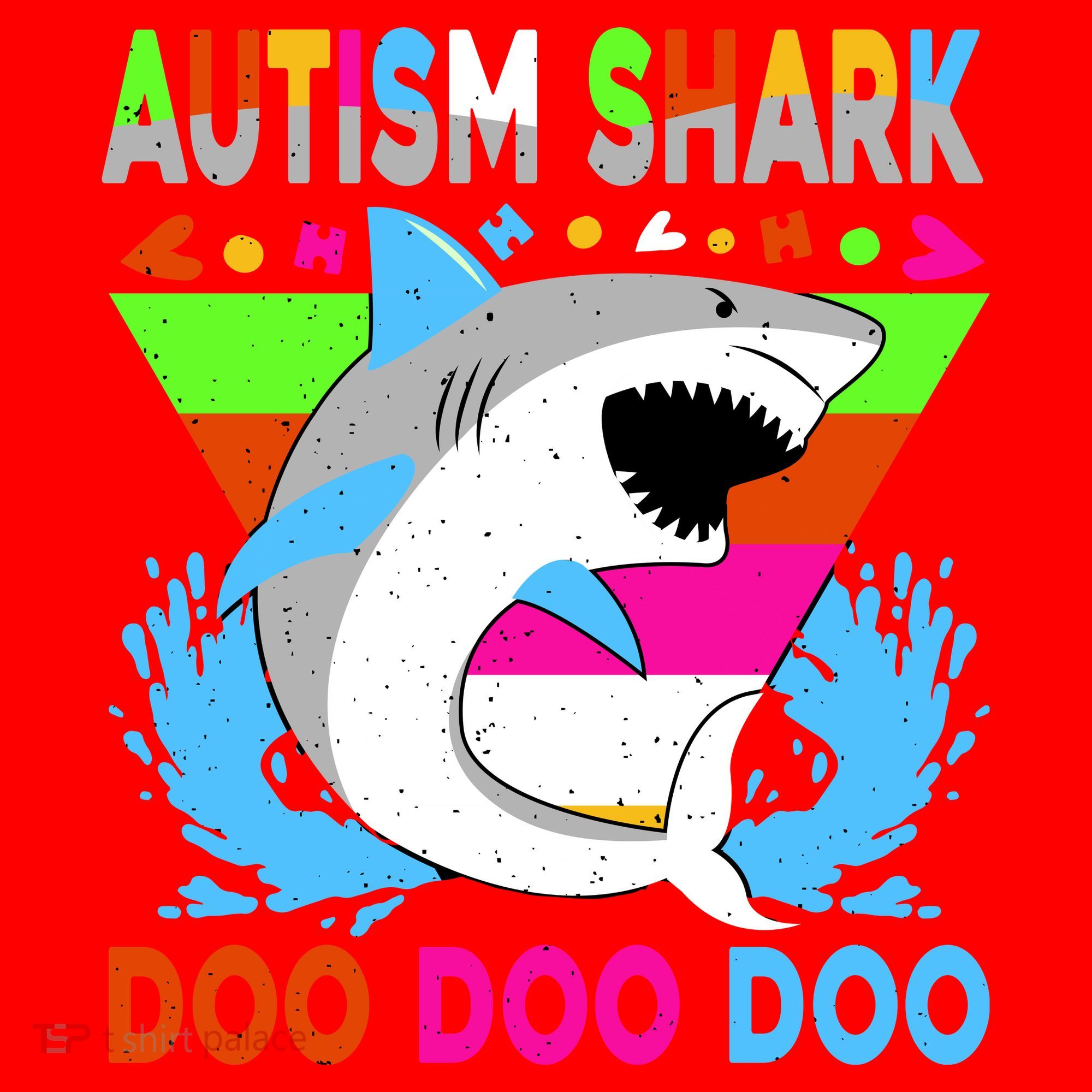 Autism Shark Doo Doo Doo Awareness Puzzle Santa Hat