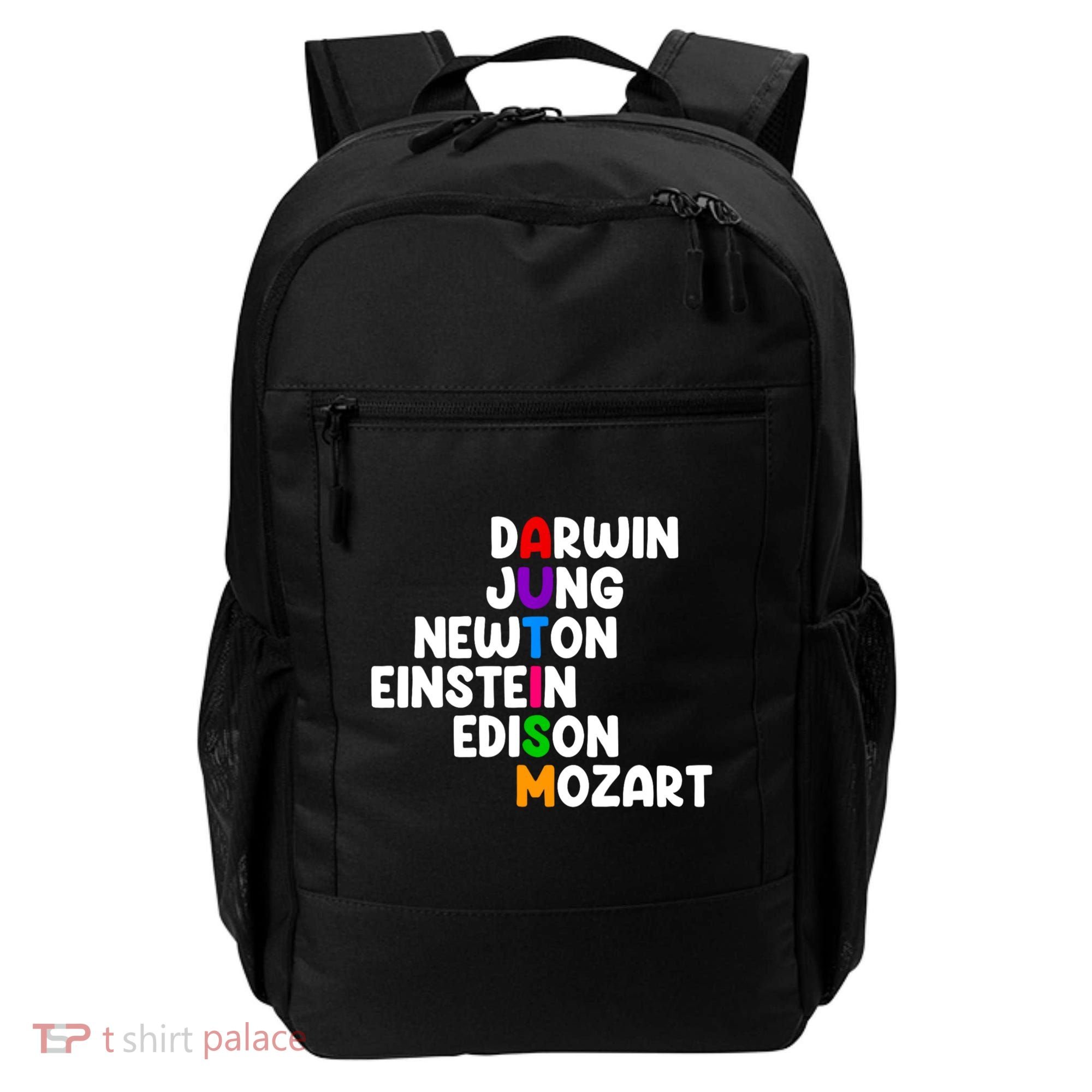 Autism Support Darwin Jung Newton Einstein Edison Mozart Backpack