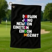 Autism Support Darwin Jung Newton Einstein Edison Mozart Golf Towel thumb 1