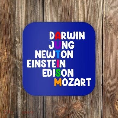 Autism Support Darwin Jung Newton Einstein Edison Mozart Coaster