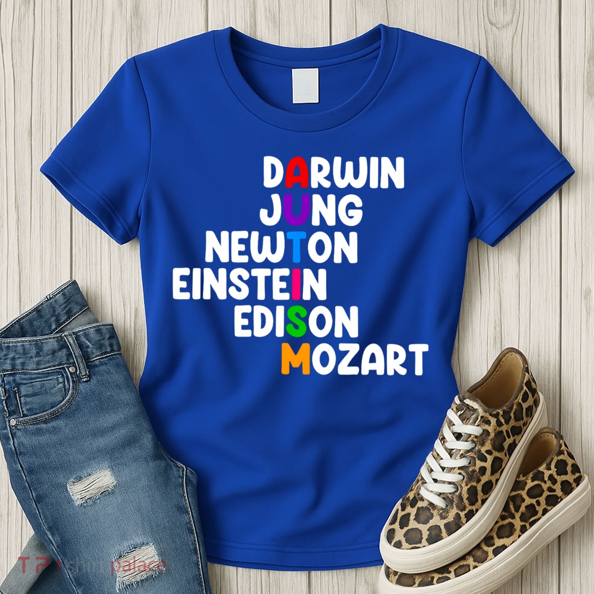 Autism Support Darwin Jung Newton Einstein Edison Mozart Women's T-Shirt