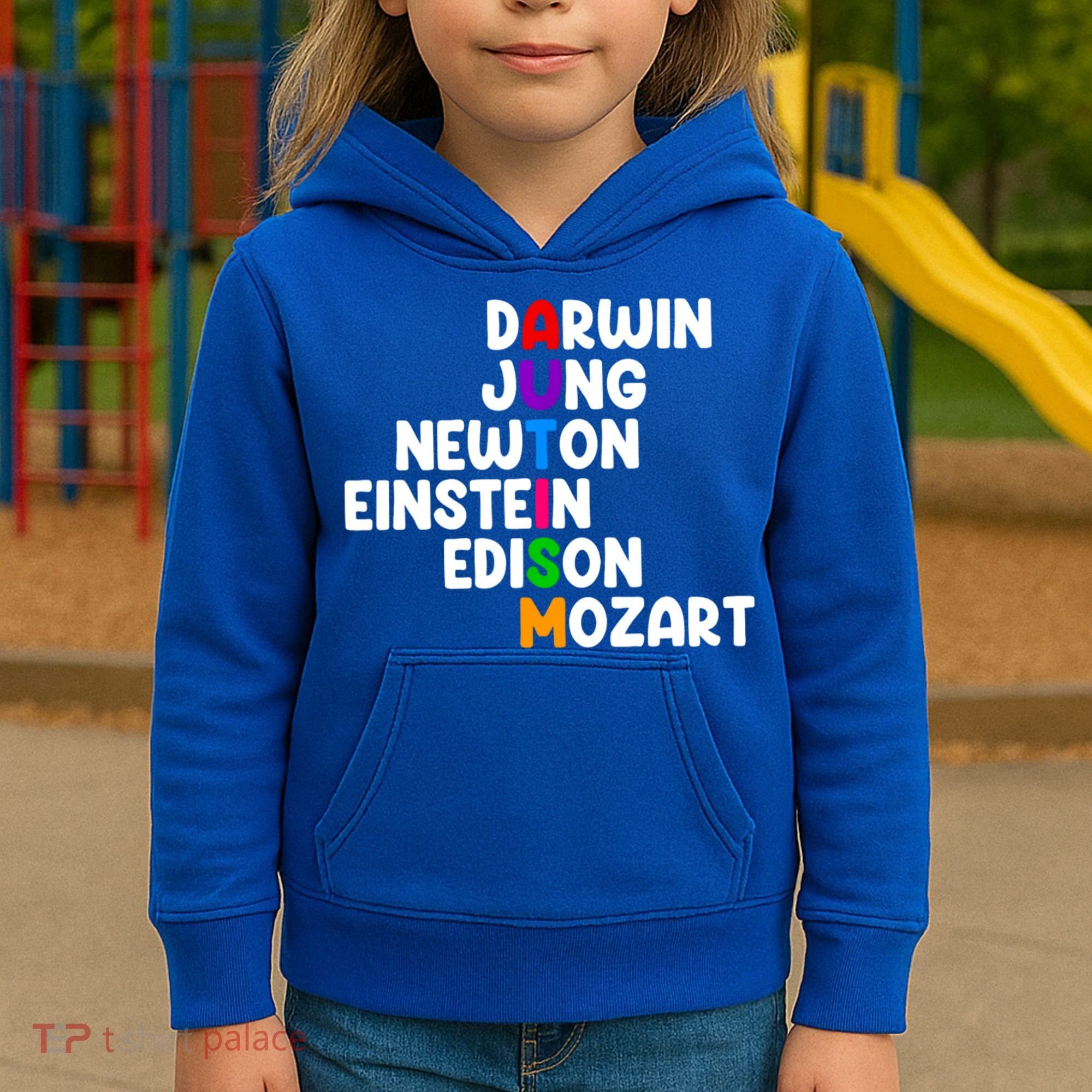 Autism Support Darwin Jung Newton Einstein Edison Mozart Kids Hoodie