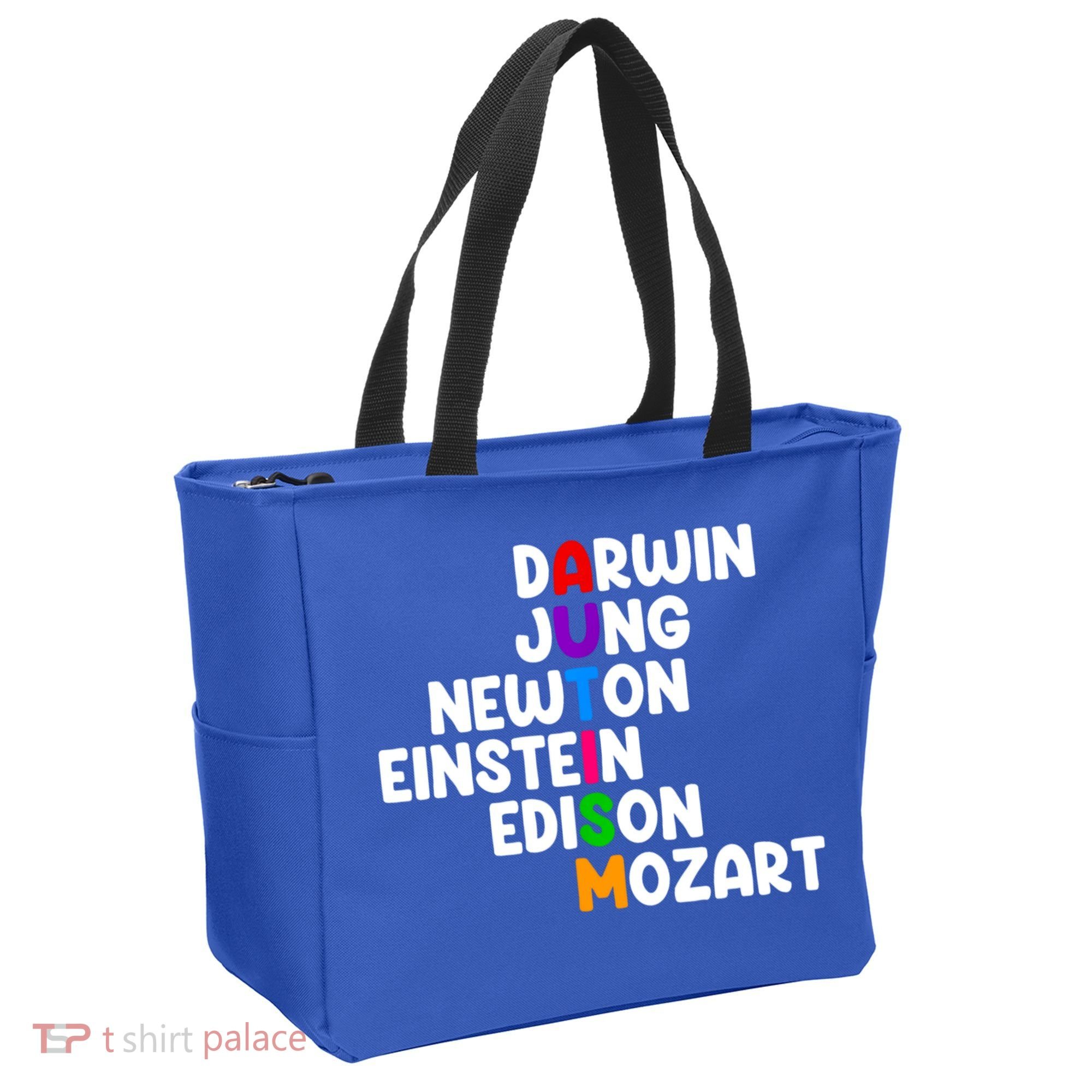 Autism Support Darwin Jung Newton Einstein Edison Mozart Tote Bag