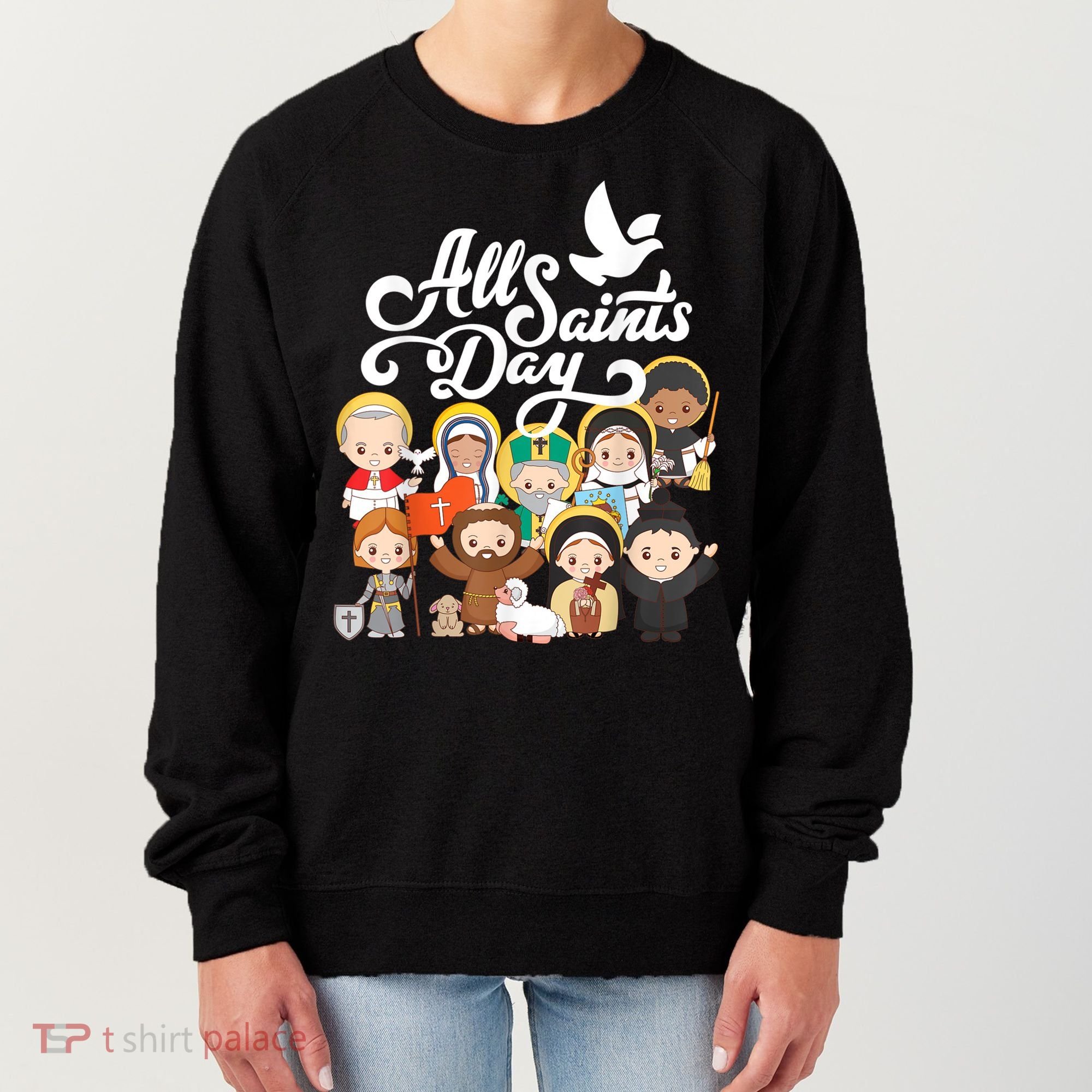 All Saints Day Kids Catholic St Francis Therese Joan Of Arc Women's Sweatshirt