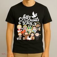 All Saints Day Kids Catholic St Francis Therese Joan Of Arc T-Shirt thumb 3