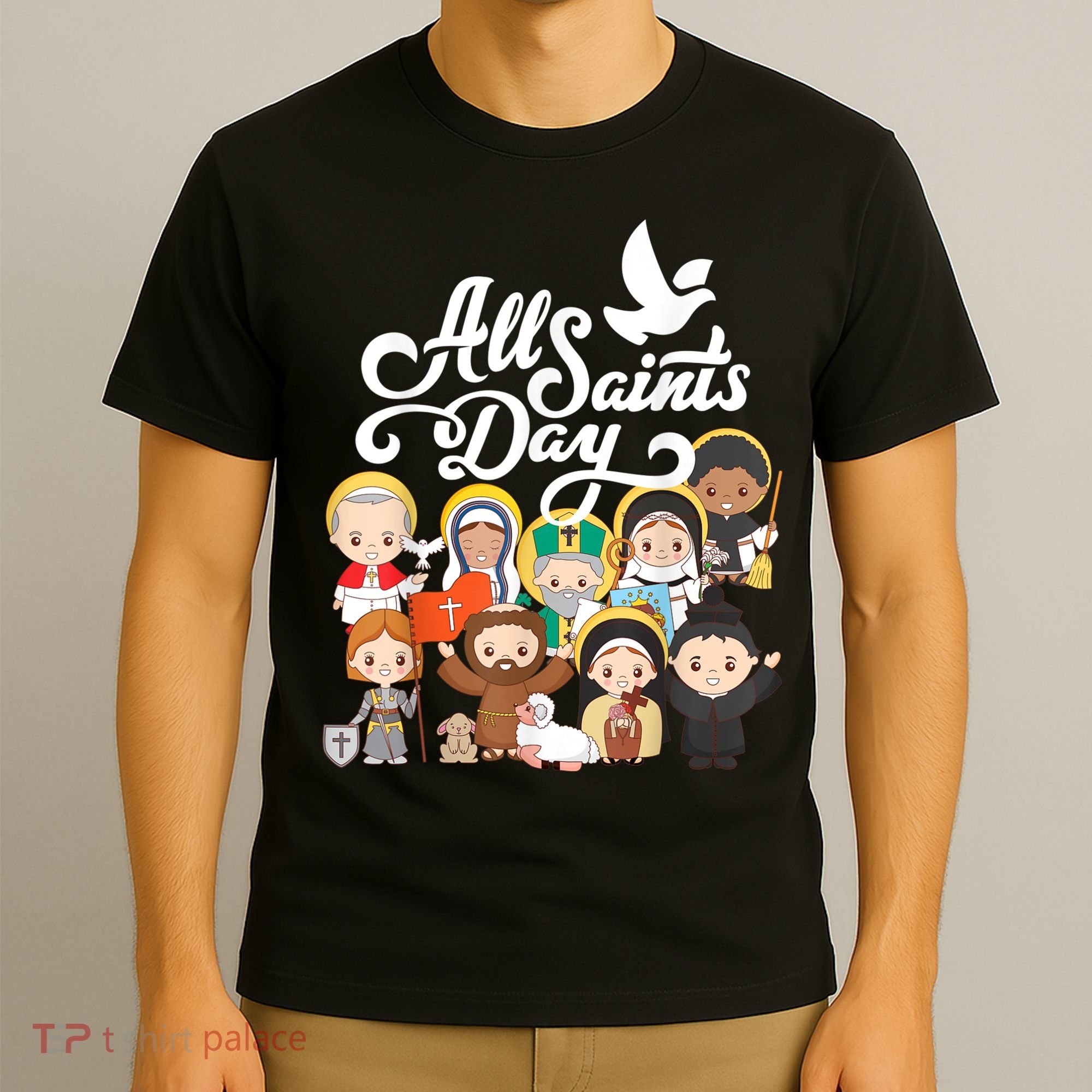 All Saints Day Kids Catholic St Francis Therese Joan Of Arc T-Shirt