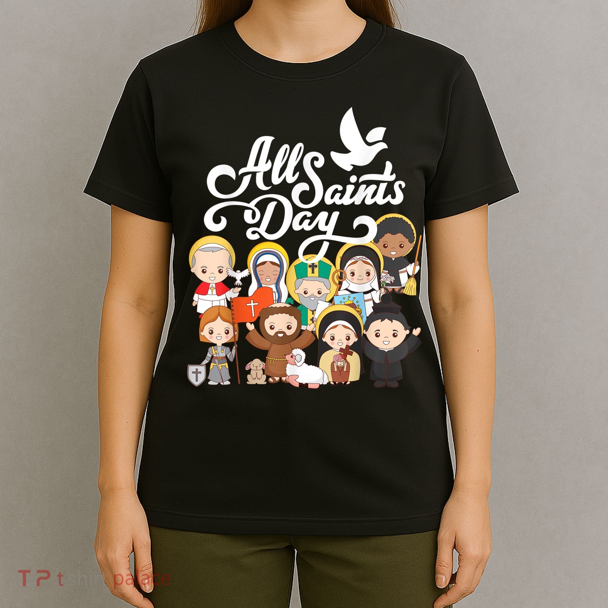 All Saints Day Kids Catholic St Francis Therese Joan Of Arc T-Shirt