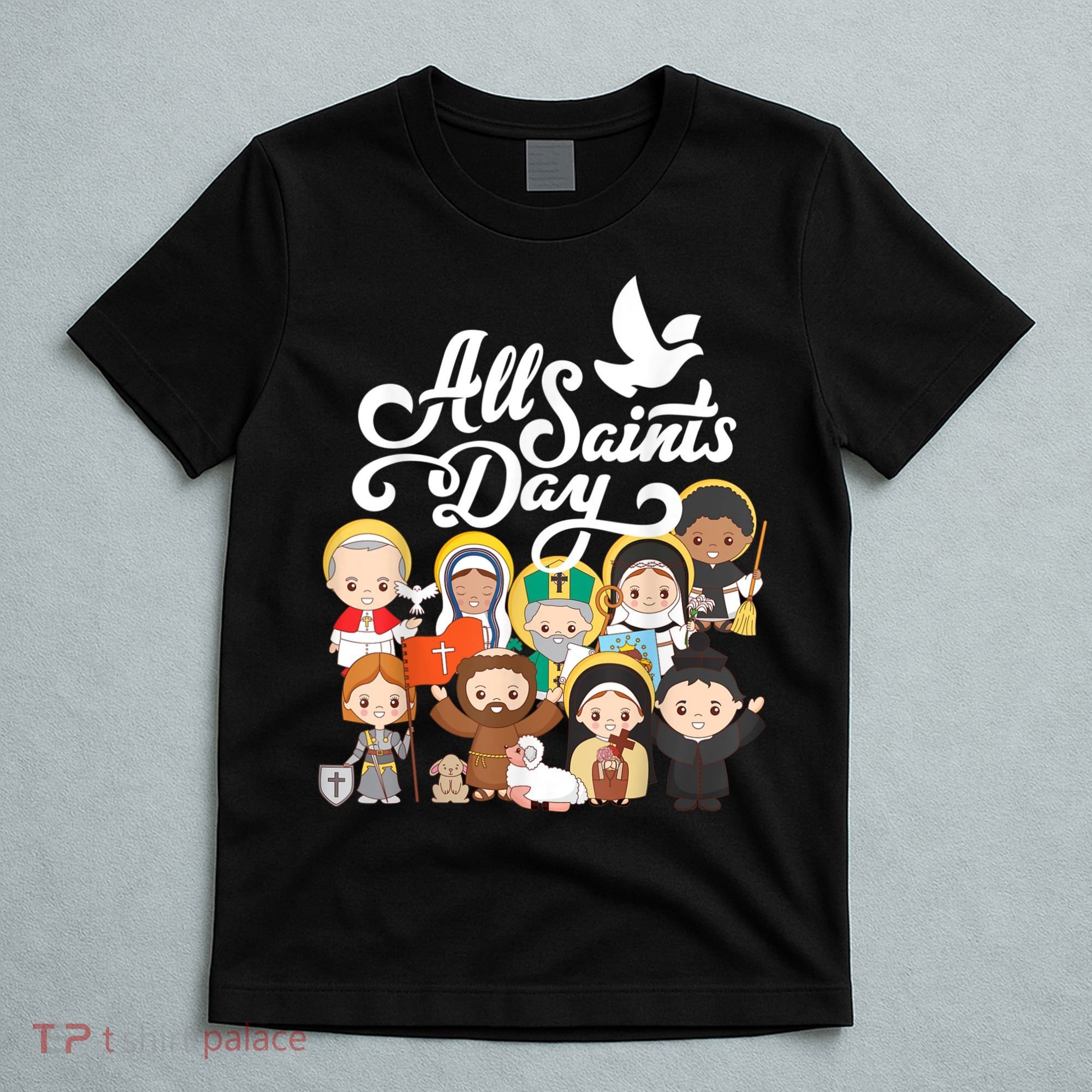 All Saints Day Kids Catholic St Francis Therese Joan Of Arc T-Shirt