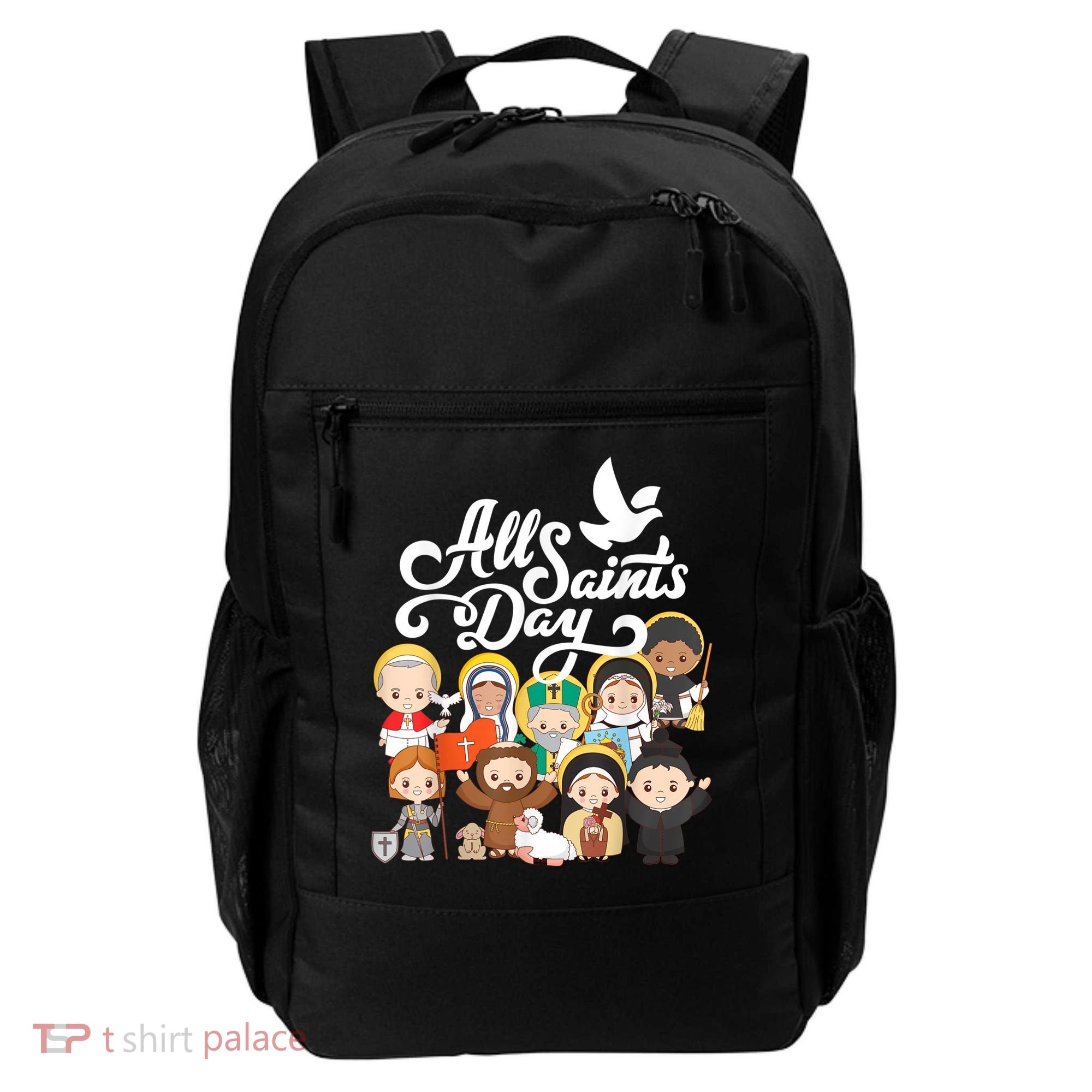 All Saints Day Kids Catholic St Francis Therese Joan Of Arc Backpack