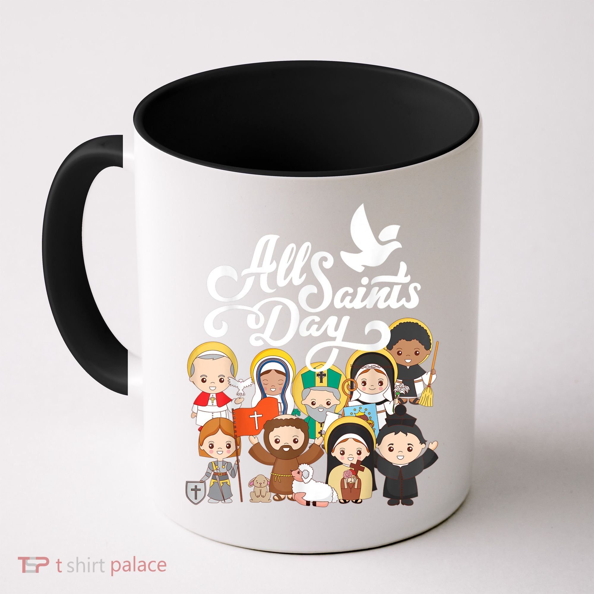 All Saints Day Kids Catholic St Francis Therese Joan Of Arc Coffee Mug