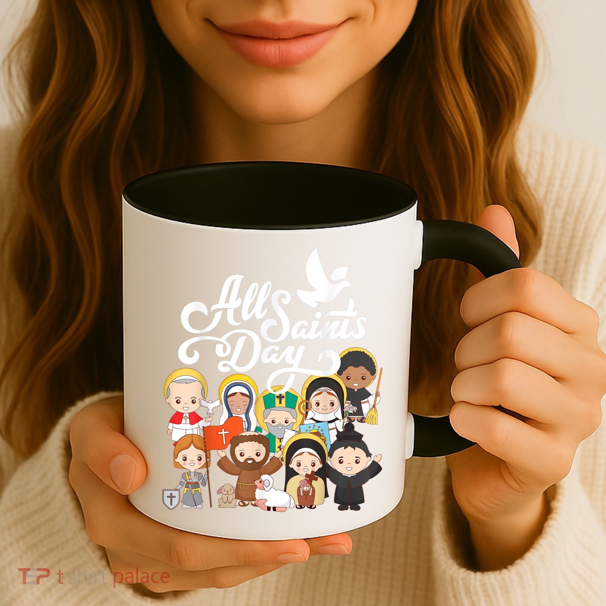 All Saints Day Kids Catholic St Francis Therese Joan Of Arc Coffee Mug