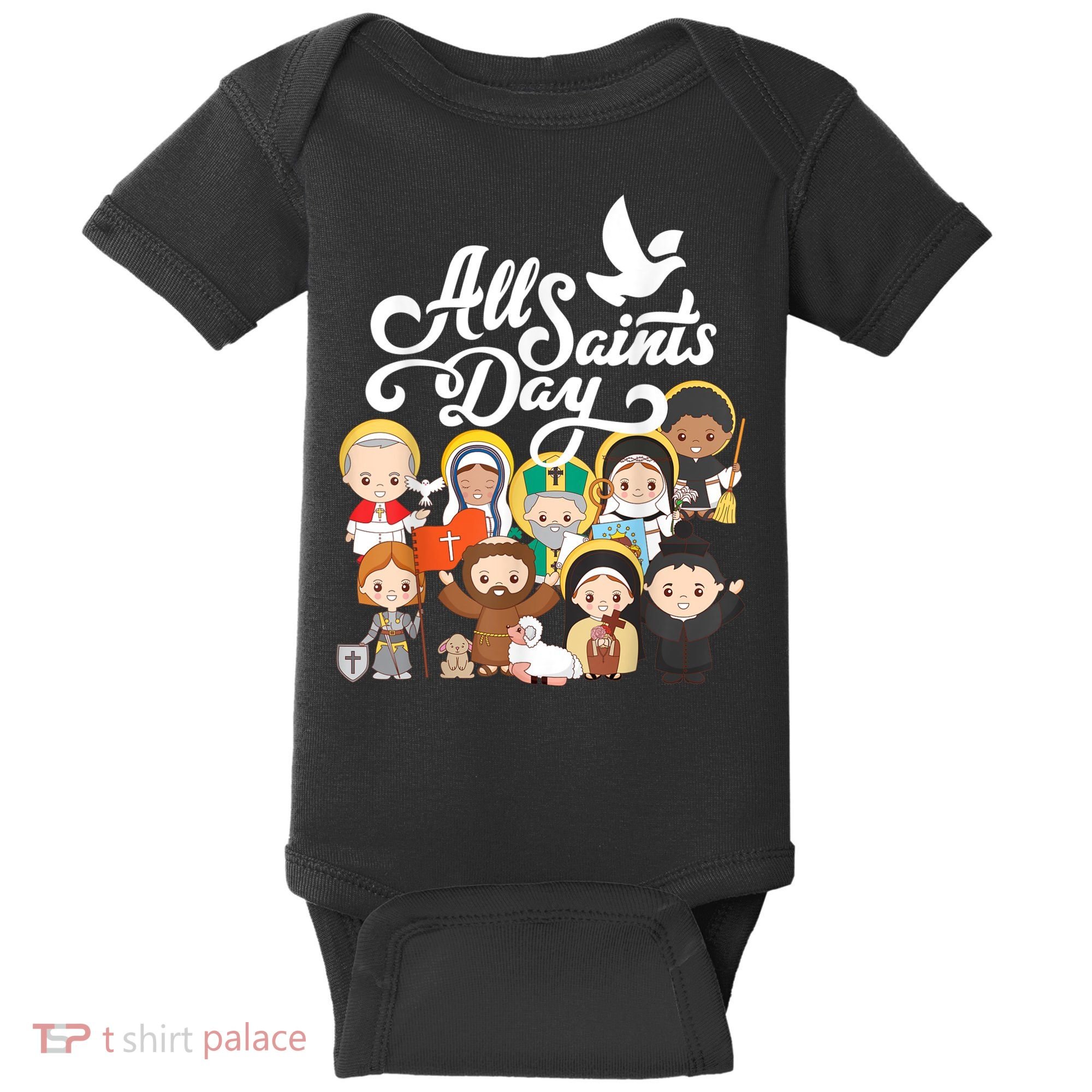 All Saints Day Kids Catholic St Francis Therese Joan Of Arc Baby Bodysuit