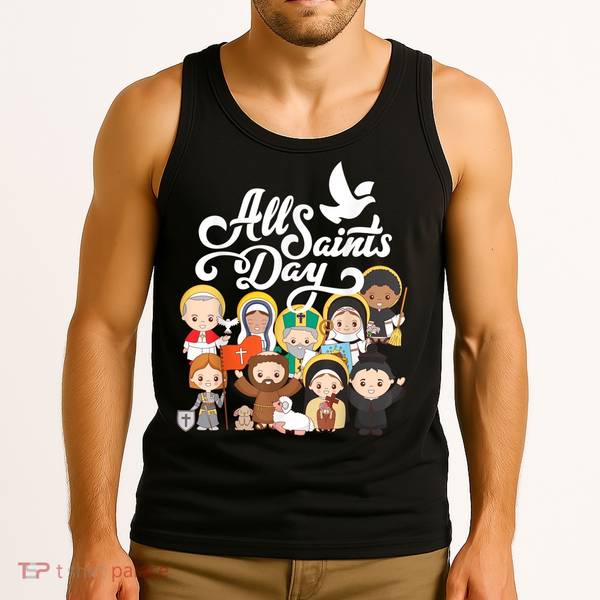 All Saints Day Kids Catholic St Francis Therese Joan Of Arc Tank Top