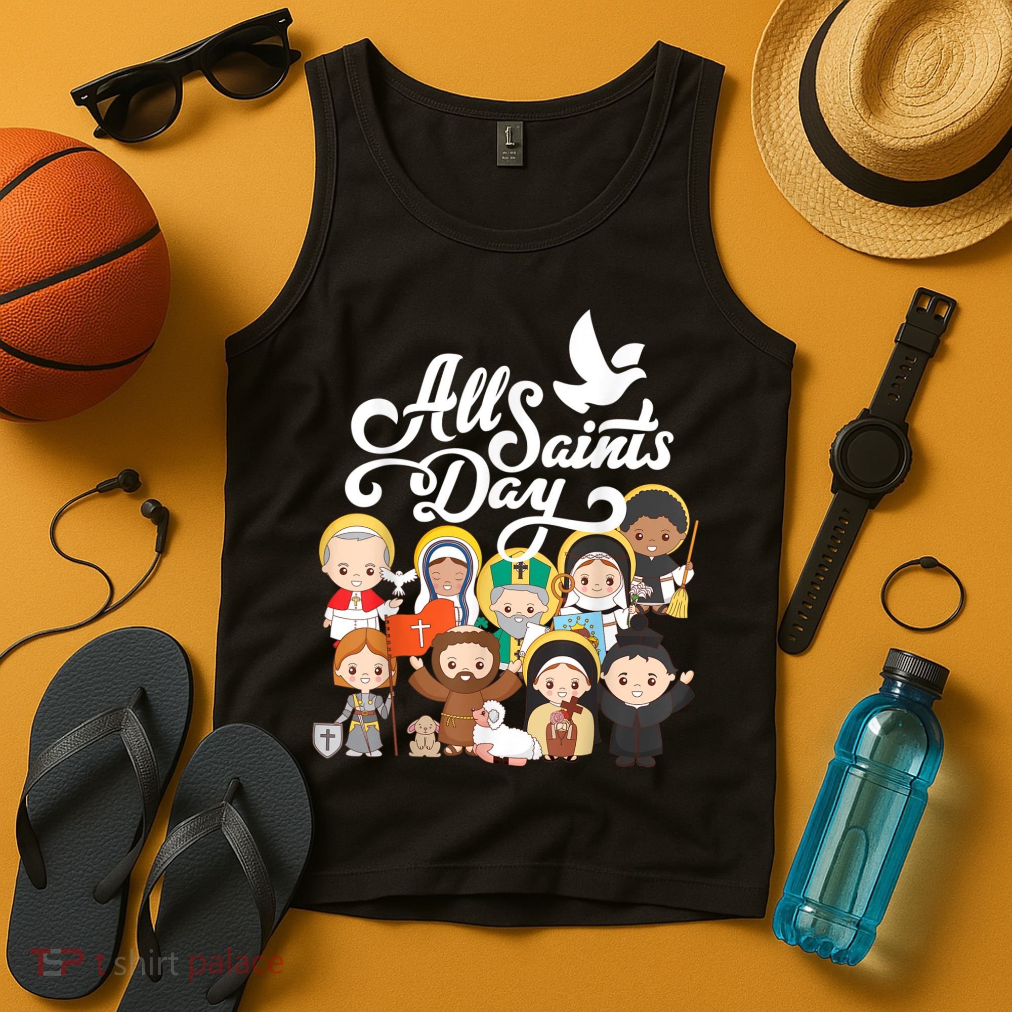 All Saints Day Kids Catholic St Francis Therese Joan Of Arc Tank Top