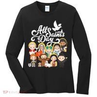 All Saints Day Kids Catholic St Francis Therese Joan Of Arc Women's Long Sleeve Shirt thumb 0