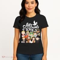 All Saints Day Kids Catholic St Francis Therese Joan Of Arc Women's T-Shirt thumb 4