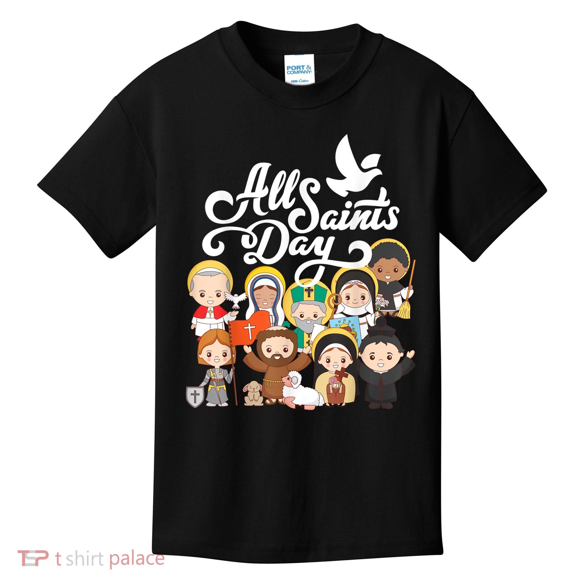 All Saints Day Kids Catholic St Francis Therese Joan Of Arc Kids T-Shirt