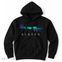 Alaska Sled Dogs Mushing Sled Dog Team A.U.R.O.R.A Borealis Scene Hoodie thumb 0