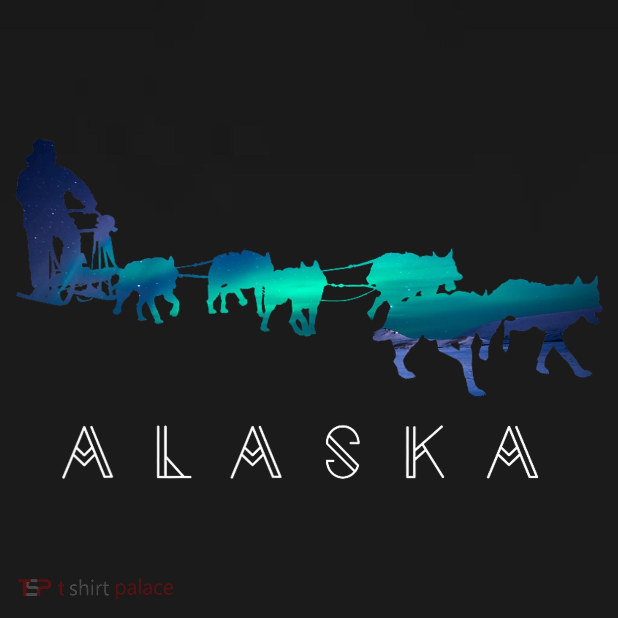Alaska Sled Dogs Mushing Sled Dog Team A.U.R.O.R.A Borealis Scene Hoodie