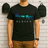 Alaska Sled Dogs Mushing Sled Dog Team A.U.R.O.R.A Borealis Scene T-Shirt thumb 6