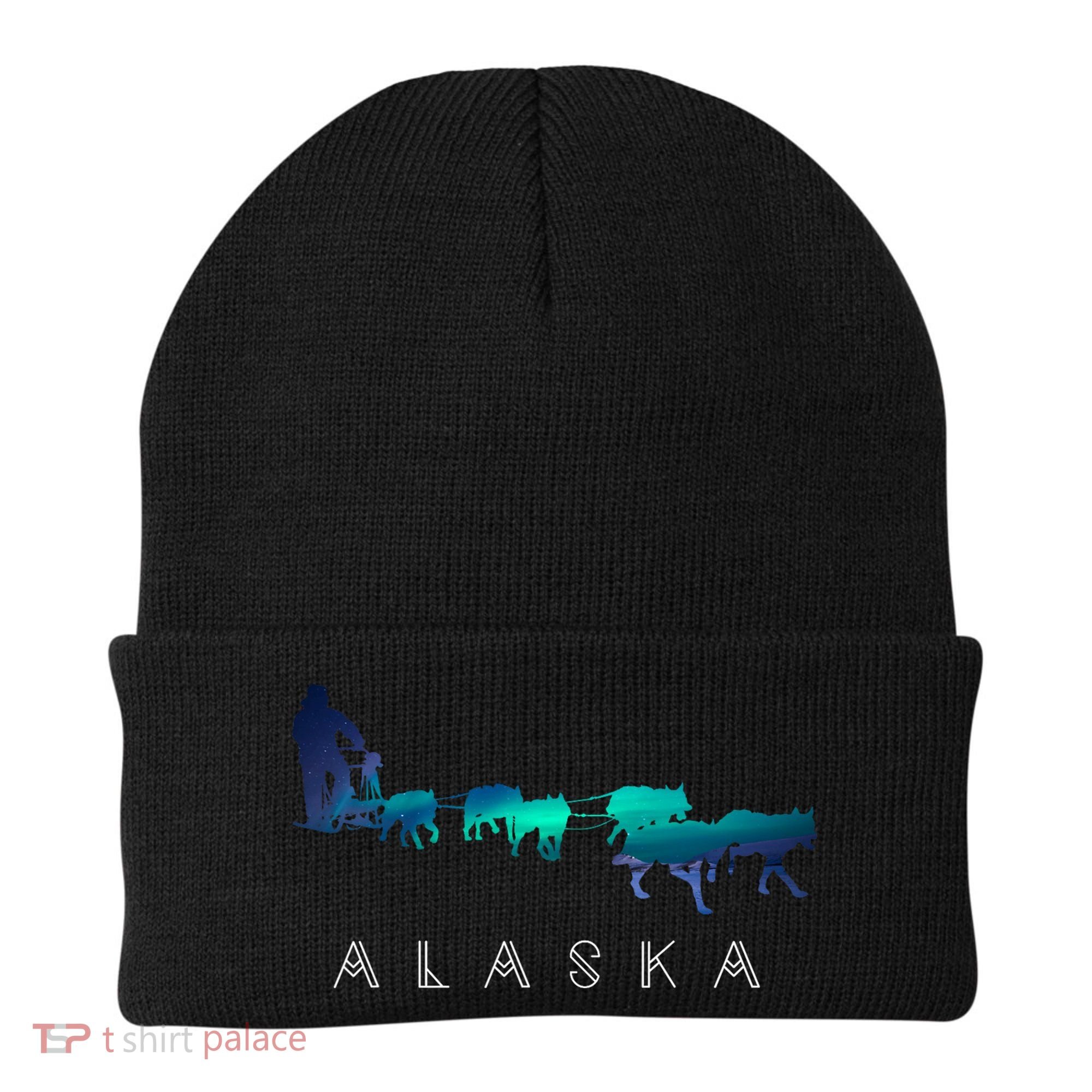 Alaska Sled Dogs Mushing Sled Dog Team A.U.R.O.R.A Borealis Scene Beanie