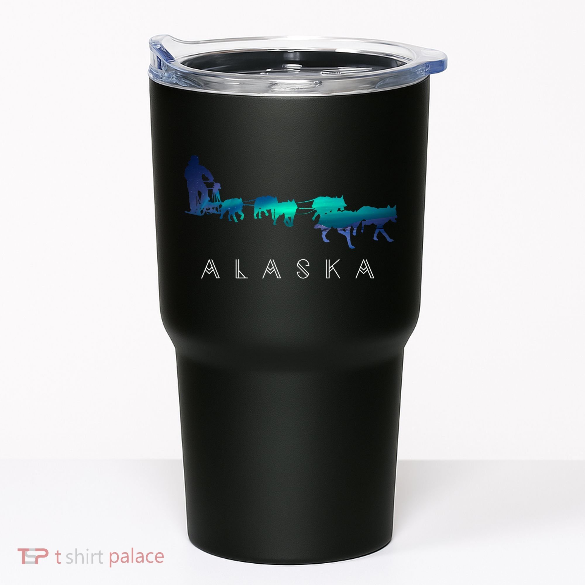 Alaska Sled Dogs Mushing Sled Dog Team A.U.R.O.R.A Borealis Scene Tumbler