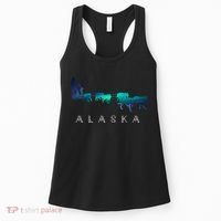 Alaska Sled Dogs Mushing Sled Dog Team A.U.R.O.R.A Borealis Scene Women's Tank Top thumb 0