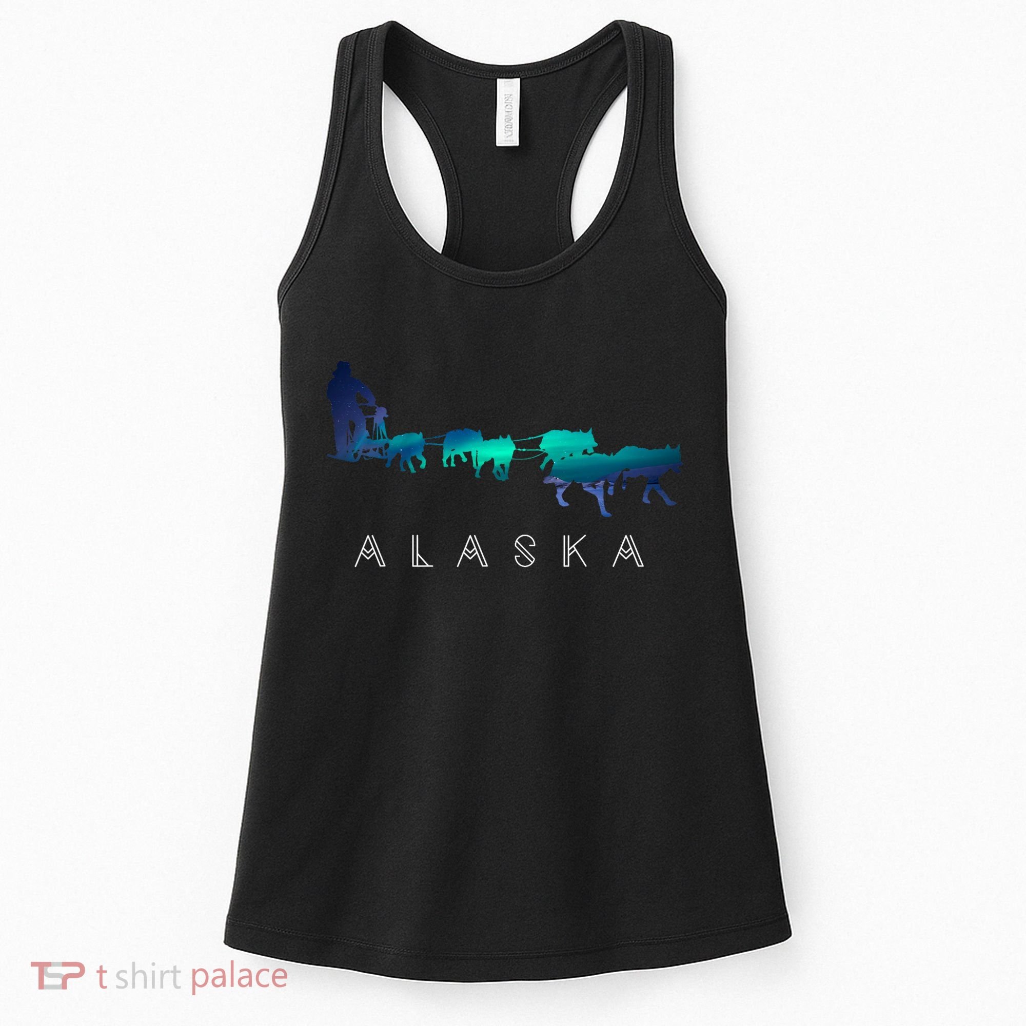 Alaska Sled Dogs Mushing Sled Dog Team A.U.R.O.R.A Borealis Scene Women's Tank Top